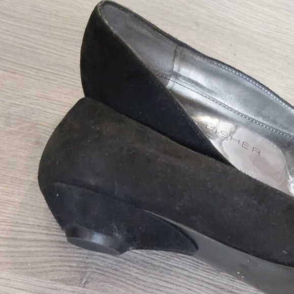 Marc Fisher black suede low heeled pumps with rhinestone embellishments, 8.5 - Picture 3 of 6